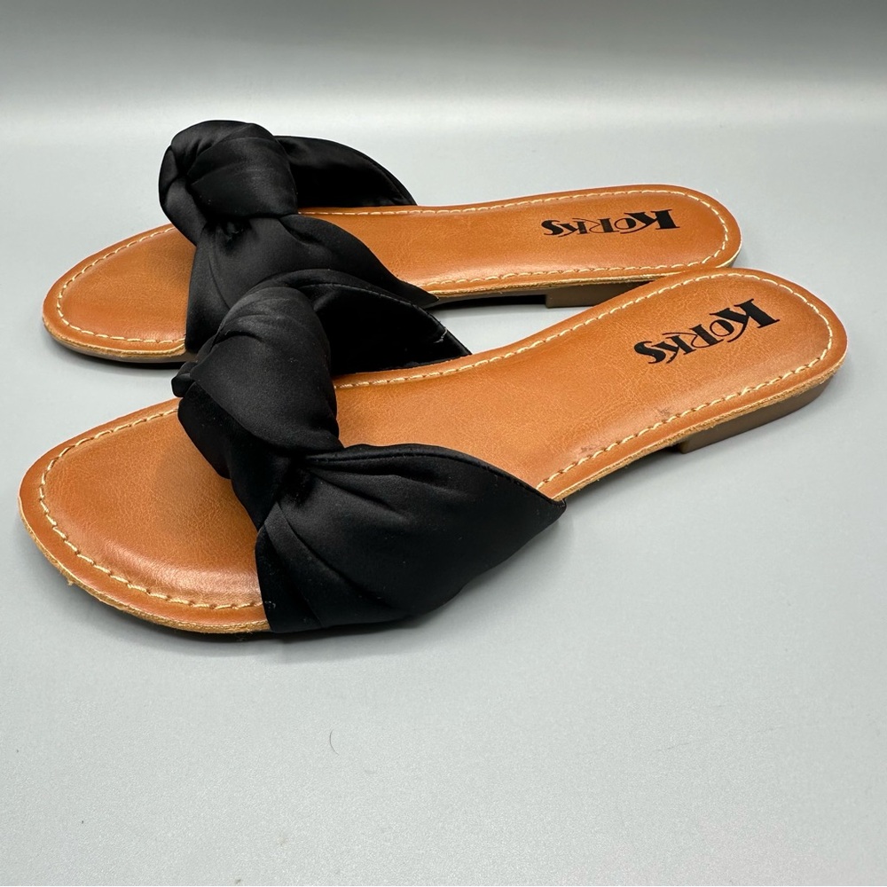 Korks Kork-Ease Black Knot Casual Flat Slides Sandals Women’s Size 9M